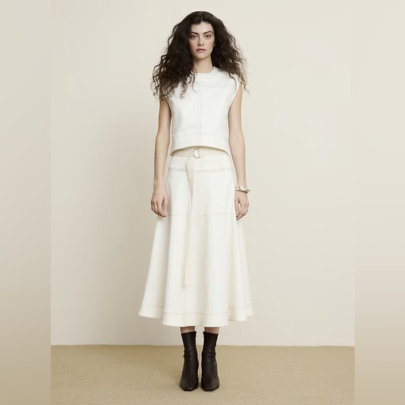 DENIM BELTED MAXI SKIRT - Picture 2 of 3